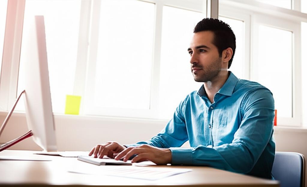 A man with renewed energy, confidently working at his desk and then spending quality time with his family, showing the positive impact of improved vitality.